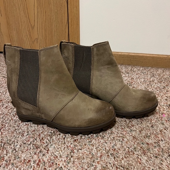 Sorel Shoes - Sorel Womens Joan Of Arctic NL3022-240 Tan Leather Ankle Chelsea Boots Size 9